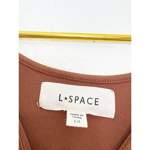 L Space Tiana Maxi Dress Size Large Coffee Tan Cut Out Side Stretch Quiet Luxury - Picture 5 of 13